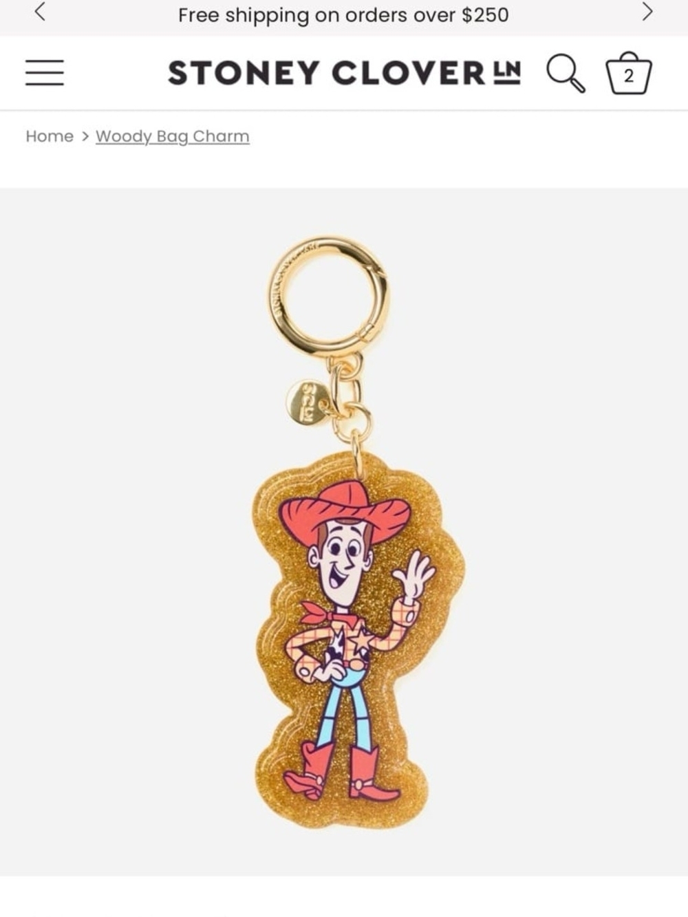 Stoney Clover Lane Toy Story Pixar Woody Bag Tag Charm Keychain